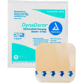 Dynarex DynaDerm Xtra Thin Hydrocolloid Dressing Bandage, 4"L x 4"W, 120 Pcs