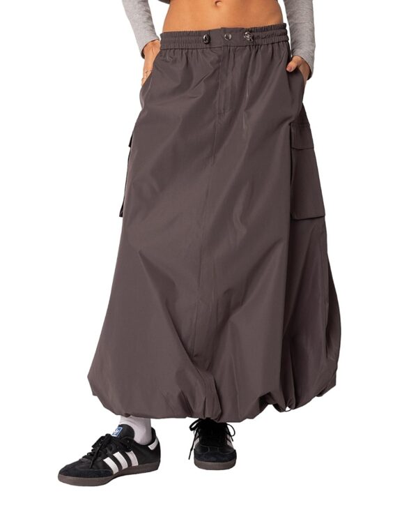 Edikted Bubble Cargo Nylon Maxi Skirt