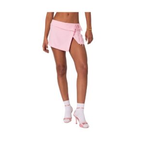 Edikted Women's Selena Asymmetric Wrap Mini Skirt - Pink