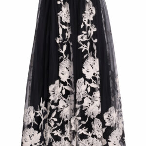 Elie Saab - Embroidered Tulle Maxi Skirt - Black - FR 40 - Moda Operandi