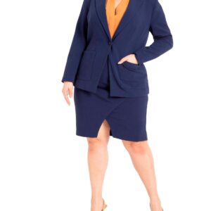 Eloquii Plus Size The 365 Suit Wrap Pencil Skirt - Ocean cavern