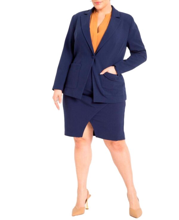 Eloquii Plus Size The 365 Suit Wrap Pencil Skirt - Ocean cavern