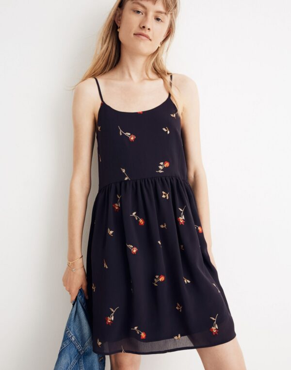 Embroidered Babydoll Cami Dress