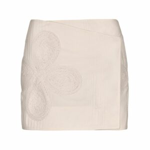 Embroidered Cotton Mini Wrap Skirt