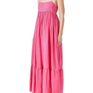 Endless Rose Babydoll Flounce Sleeveless Maxi Dress - Fuchsia - Size XS