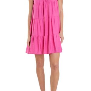 English Factory Contrast Merrow Stitch Babydoll Dress in Pink at Nordstrom, Size Small