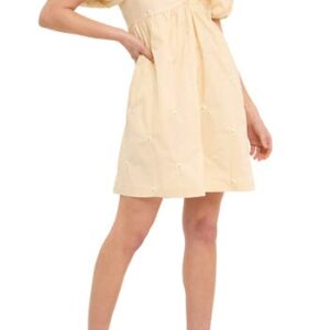 English Factory Floral Embroidery Babydoll Dress in Beige at Nordstrom Rack, Size Small