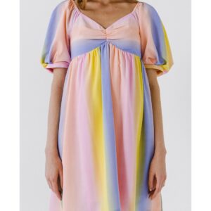 English Factory Women's Multi Color Stripe Babydoll Dress - Multi