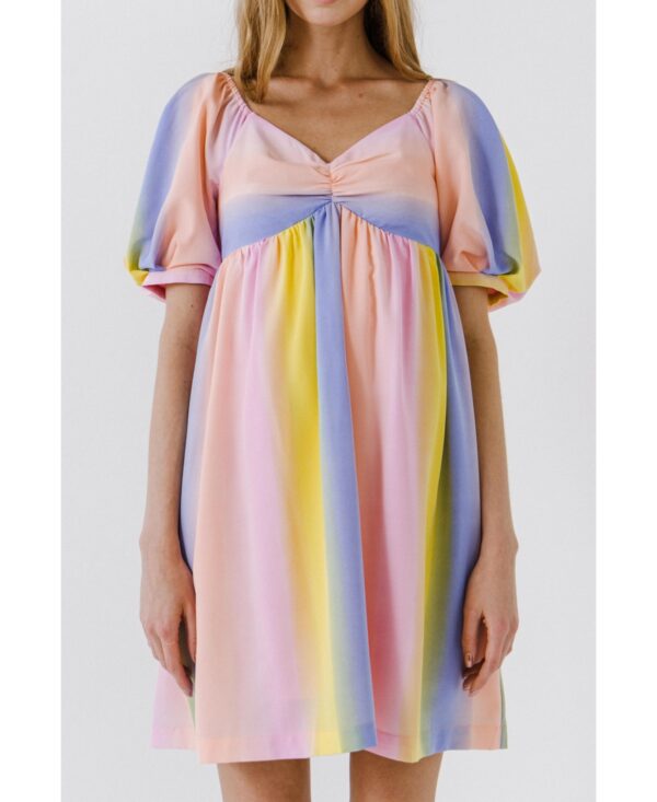 English Factory Women's Multi Color Stripe Babydoll Dress - Multi