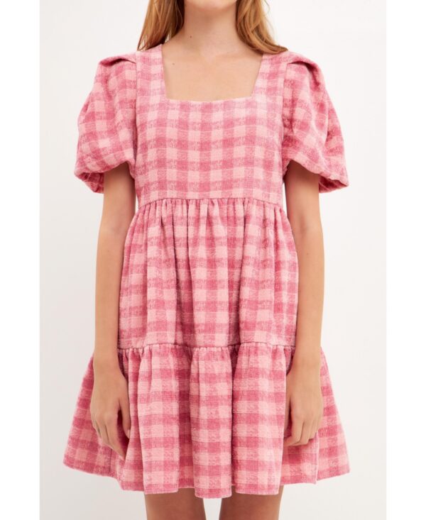 English Factory Women's Tweed Babydoll Dress - Pink