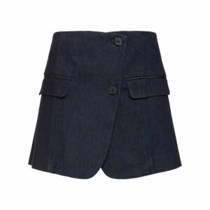 Enya Cotton Denim Wrap Mini Skirt