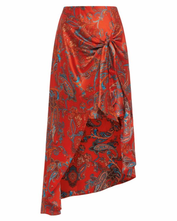 Esa Sarong Skirt In Red Paisley Multi