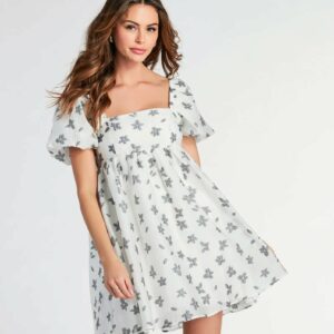 Ever So Charmed Puff Sleeve Floral Babydoll Dress