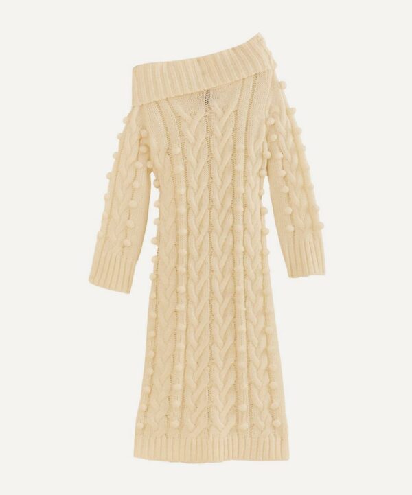 FARM Rio Women's Off-White Braided Midi Sweater Dress