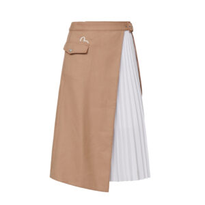 Fabric Blocking Pleated Wrap Midi Skirt