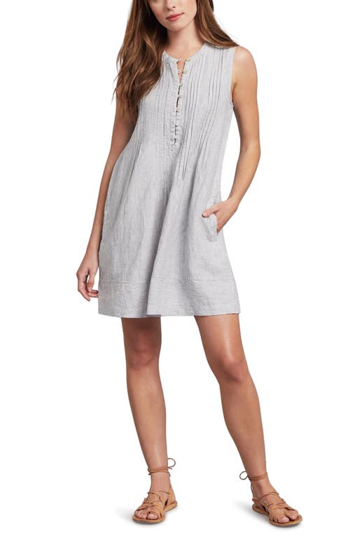 Faherty Isha Linen Swing Dress in Blue Mini Stripe at Nordstrom, Size Xx-Small