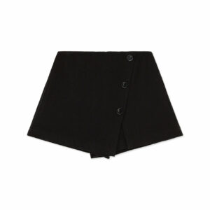 Faux Wrap Mini Suiting Skirt - Black XS