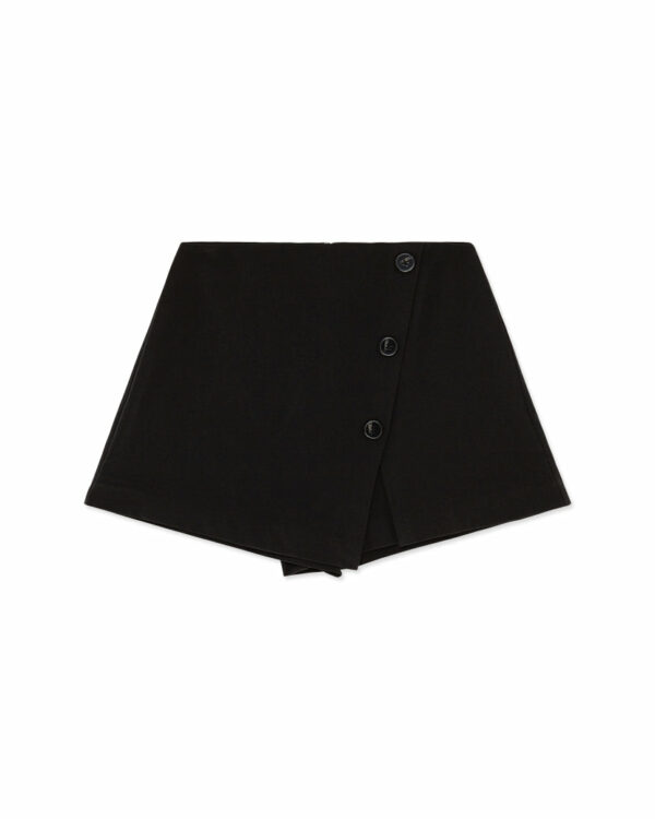 Faux Wrap Mini Suiting Skirt - Black XS