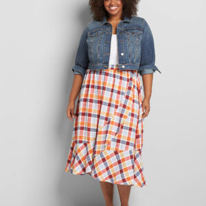 Faux-Wrap Ruffle A-Line Skirt