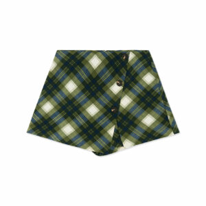 Faux Wrap Vintage Plaid Mini Skirt - Basil M