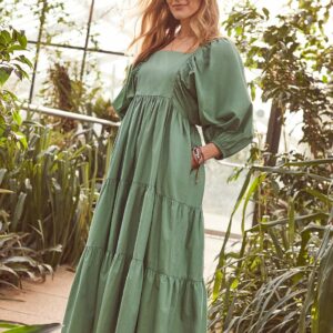 Fearne Cotton Green Ruby Smock Midi Dress