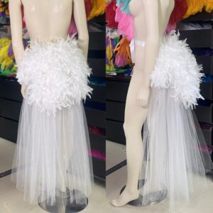 Feather Tail Fan Tail Back Cover Bustle Boa Tutu Feather Belt Costume Showgirl Burlesque With Tulle Under Skirt Hora Loca Bridal