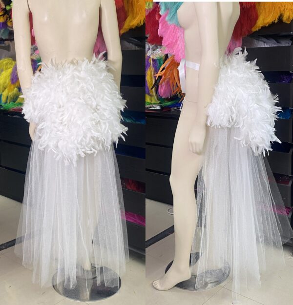 Feather Tail Fan Tail Back Cover Bustle Boa Tutu Feather Belt Costume Showgirl Burlesque With Tulle Under Skirt Hora Loca Bridal