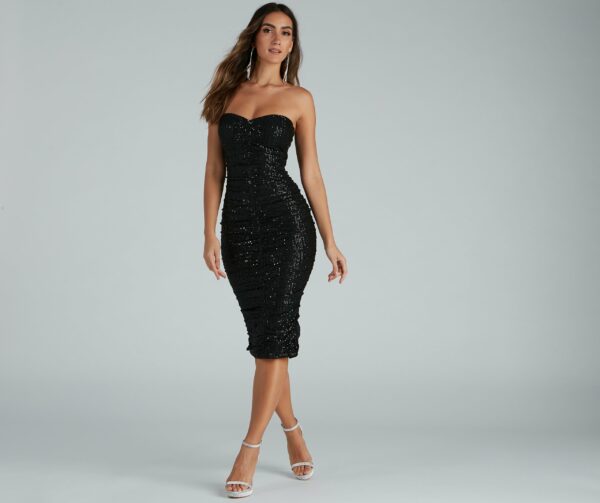 Feel Sparks Sequin Tube Ruche Dress