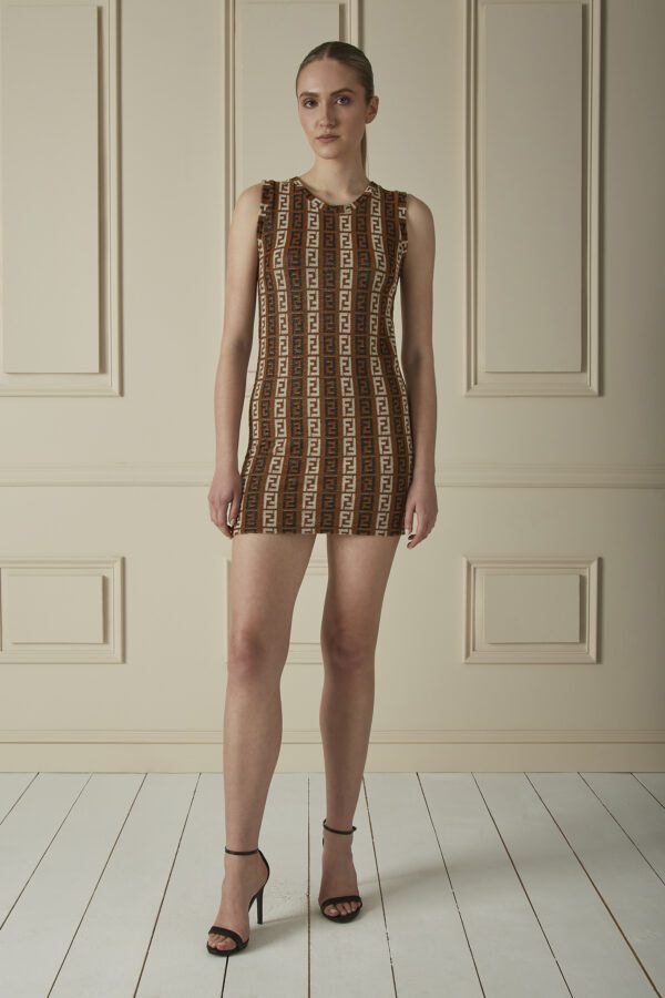 Fendi - Brown Zucca Terry Cloth Mini Shift Dress