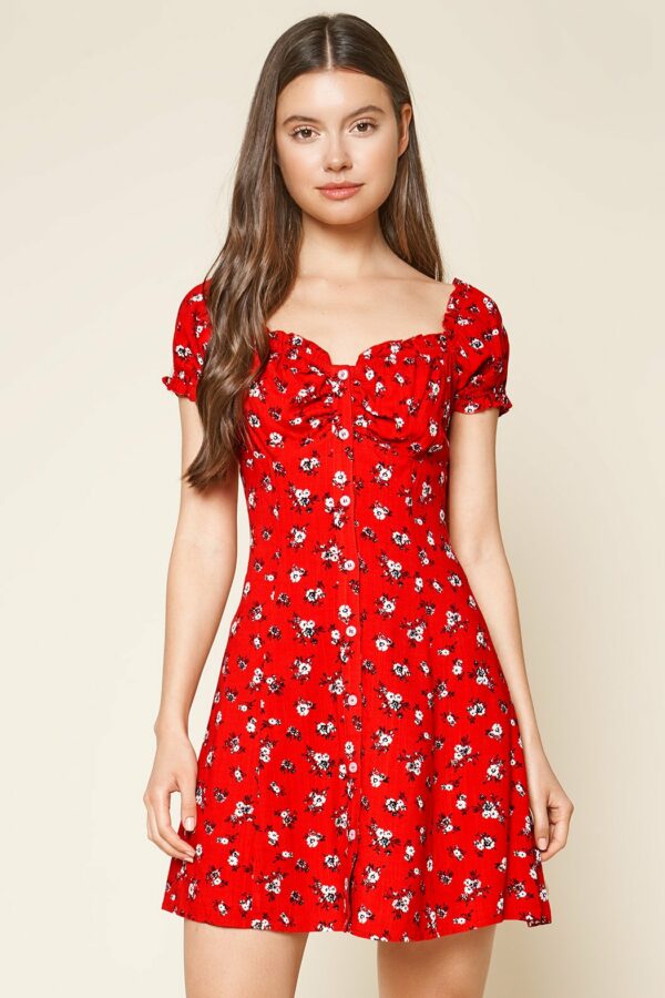 Fever Dream Floral Button Up Babydoll Mini Dress