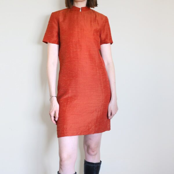 Fitted Cheongsam Orange Dress, S-M