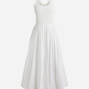 Fitted tank dress with poplin bubble skirt