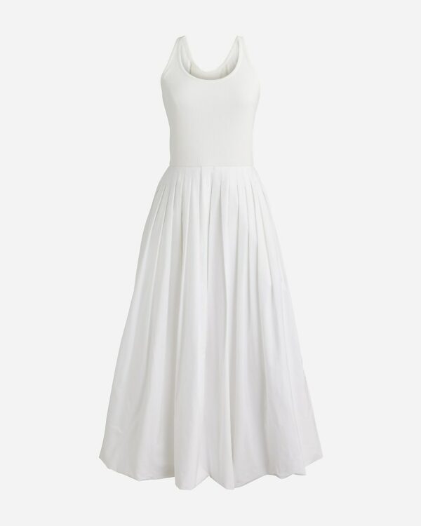 Fitted tank dress with poplin bubble skirt