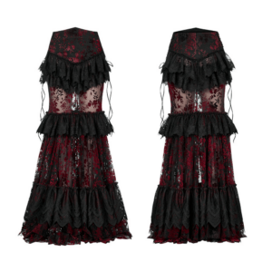 Floral Gothic Layered Lace Fishtail Skirt for Women