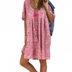 Floral Scoop Neck Smock Summer Dress - 3 Colours & 3 Sizes