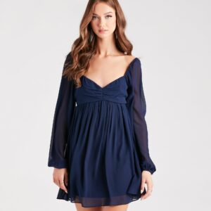 Flowy Feels Chiffon Long Sleeve Babydoll Dress