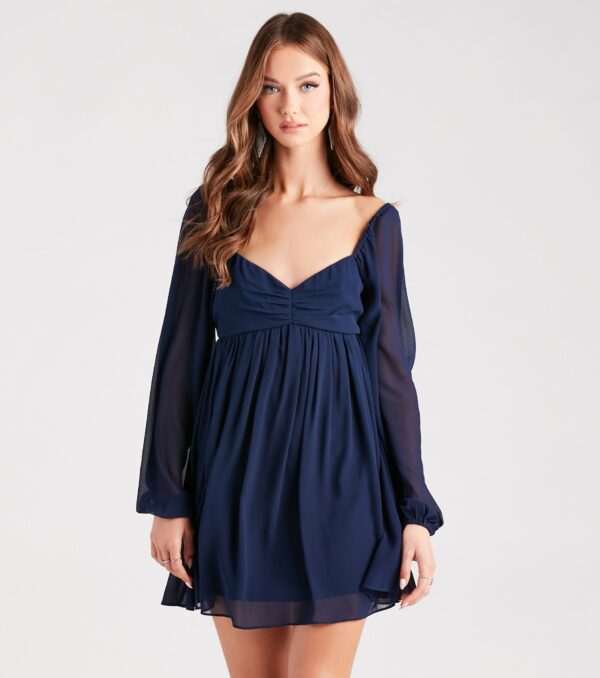 Flowy Feels Chiffon Long Sleeve Babydoll Dress