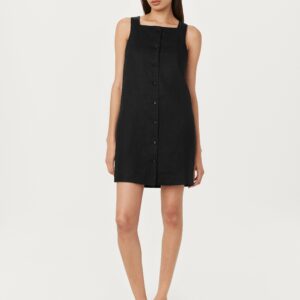 Frank And Oak The Pinafore Linen Dress in Black