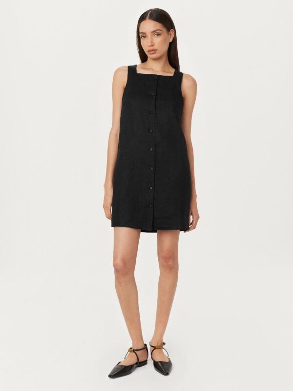 Frank And Oak The Pinafore Linen Dress in Black