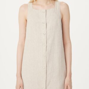 Frank And Oak The Pinafore Linen Dress in Light Beige