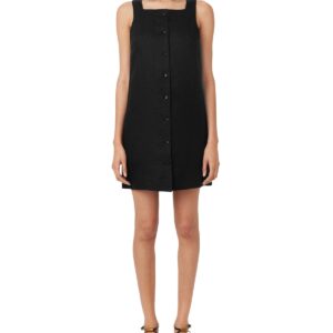 Frank and Oak Women's Linen Pinafore Dress - Black