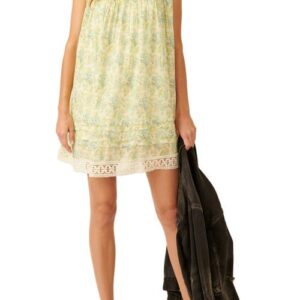 Free People Shea Floral Cotton Blend Babydoll Dress in Undersea Combo at Nordstrom, Size Large