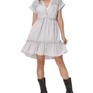 Frye Women's Striped Lace-Trim Babydoll Dress - Natural Sa