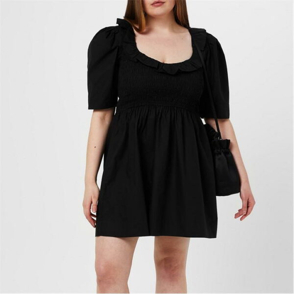 GANNI Smock Mini Dress - Black