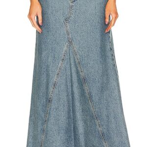 GRLFRND Fiona Godet Maxi Skirt in Blue. - size 24 (also in 23, 25)