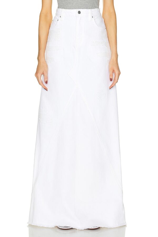 GRLFRND Fiona Godet Maxi Skirt in White