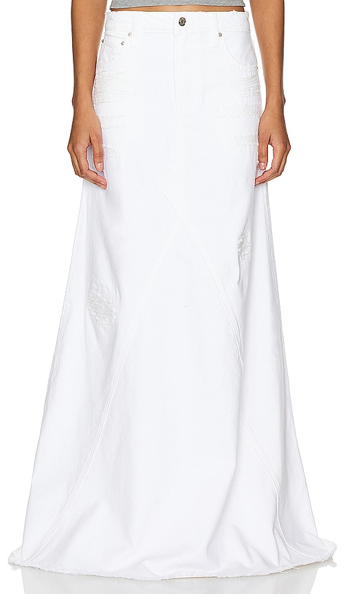 GRLFRND Fiona Godet Maxi Skirt in White. - size 24 (also in 23, 25, 26, 27, 28, 29, 30)