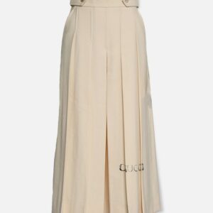 GUCCI Pleated Culottes in Ecru Wool