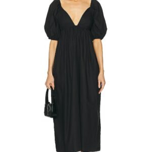 Ganni Babydoll Long Dress in Black