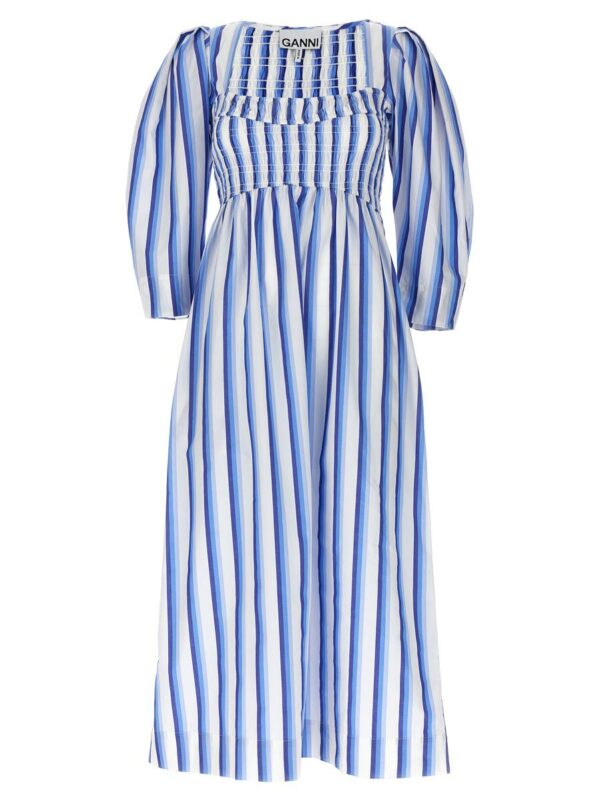 Ganni Stripe Smock Stitch Dress